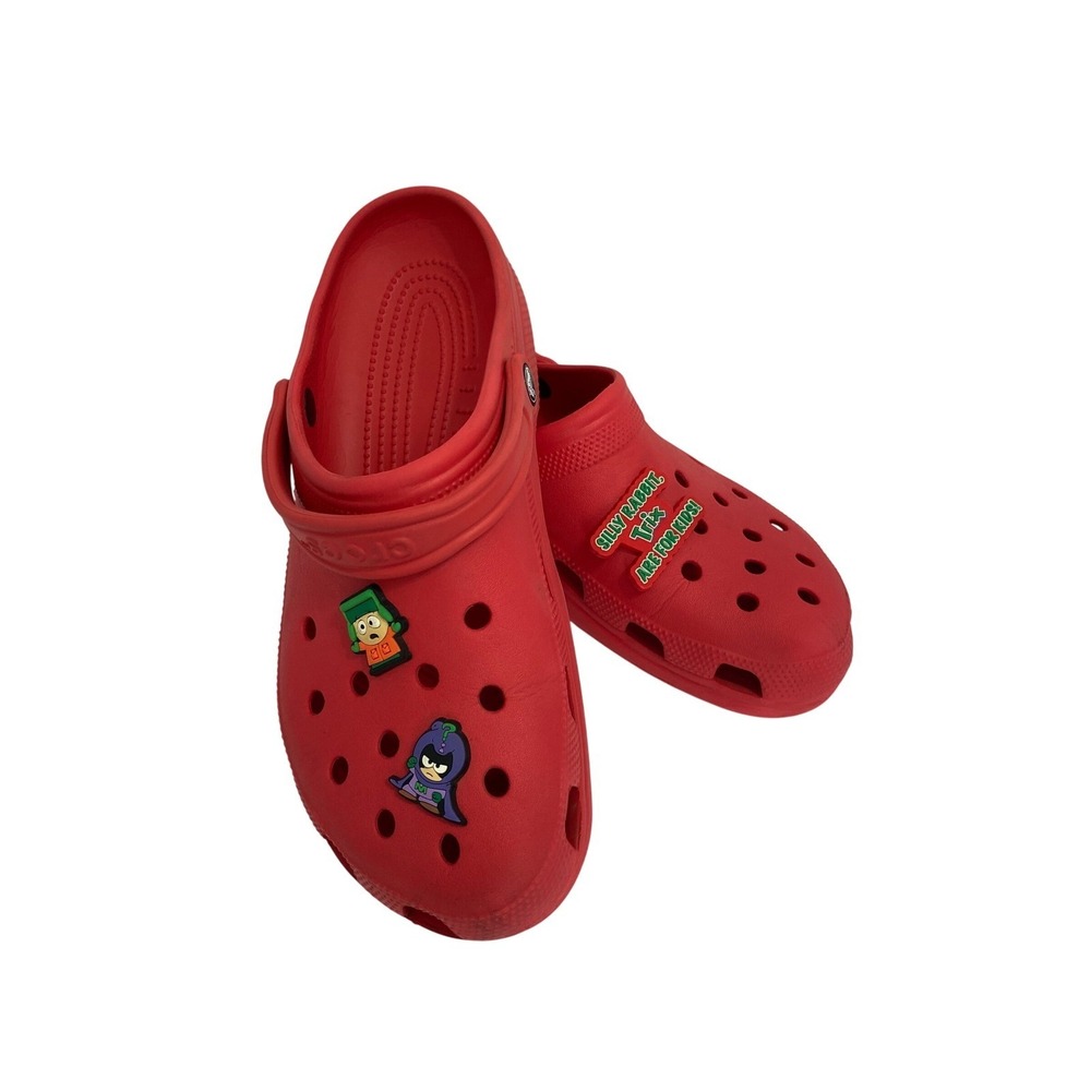 Crocs Classic Clog Mens 12 Red Good South Park Trix Jibbitz Charms Slip On Shoes